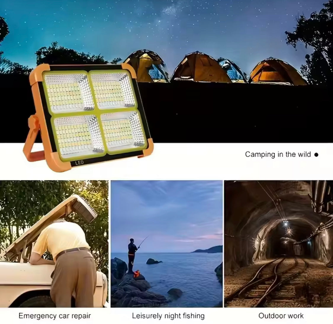Rechargeable Outdoor LED Solar Floodlight, 500W Spotlight With Mobile Charging Pot, Camping Solar Light, Emergency Lamps Work Light, Handheld Flashlight Outdoor Tent Camping Lamp Rechargeable Outdoor LED Solar Floodlight, 500W Spotlight With Mobile Charging Pot, Camping Solar Light, Emergency Lamps Work Light, Handheld Flashlight Outdoor Tent Camping Lamp